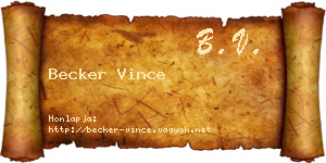 Becker Vince névjegykártya